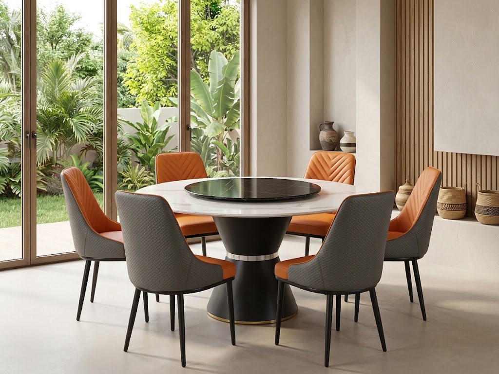 The Milan Marble Round Dining Set (1300mm) ✨🍽️