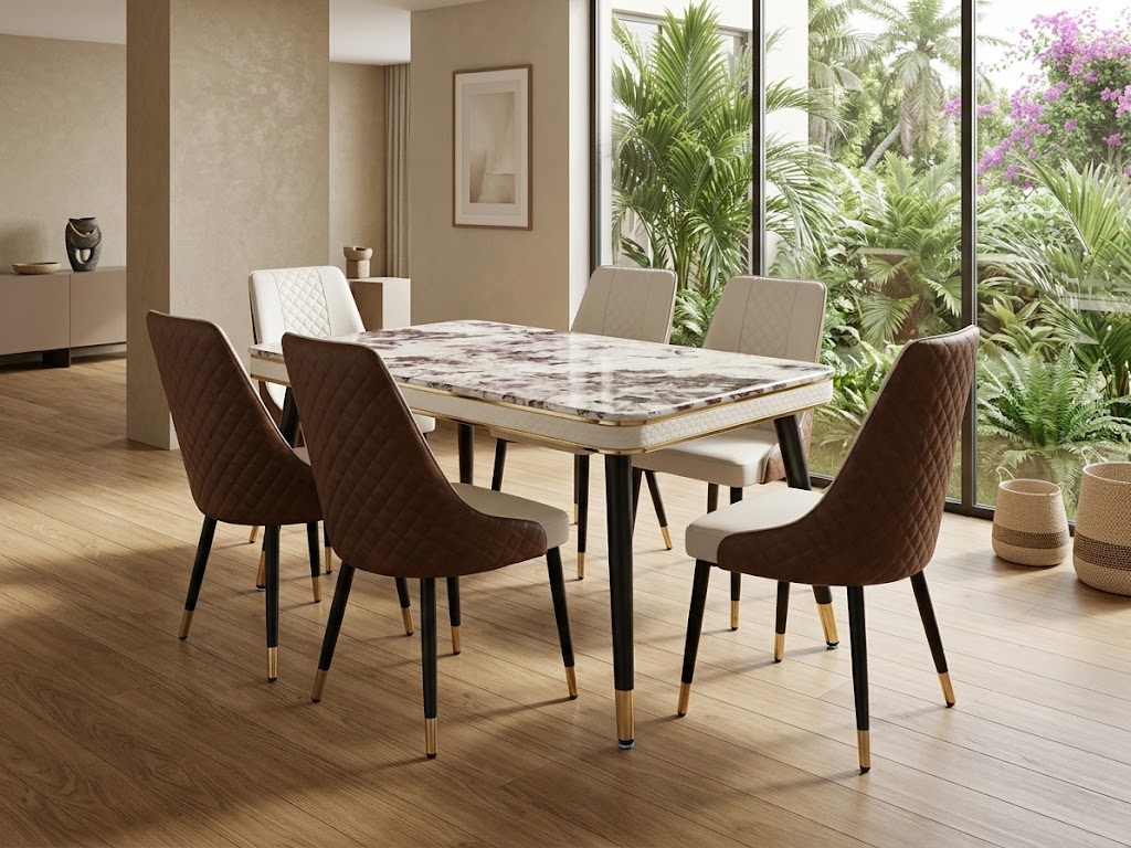 The Florence Calacatta Marble Dining Set (1500mm x 900mm) ✨🍽️