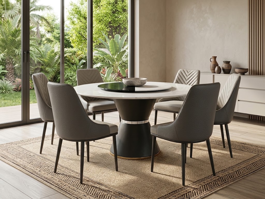 The Milan Marble Round Dining Set (1300mm) ✨🍽️