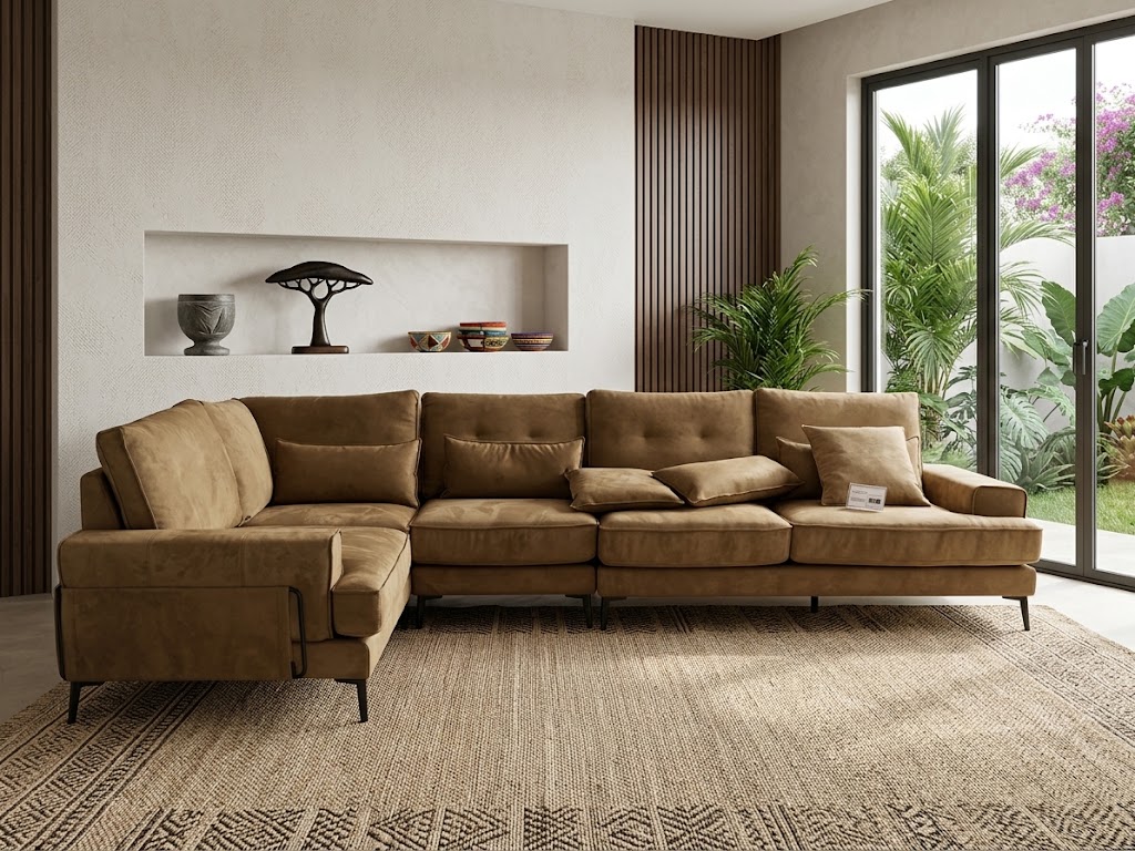 The Savannah Suede Corner Sectional ✨🛋️