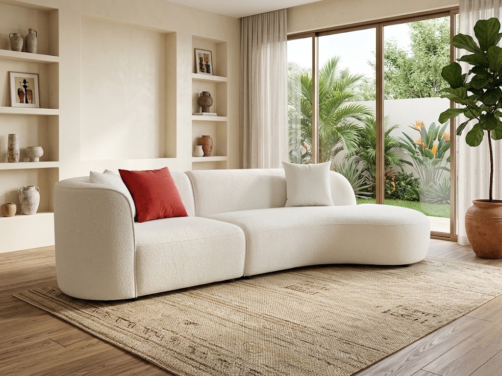 The Serenity Curved Bouclé Sectional ✨🛋️