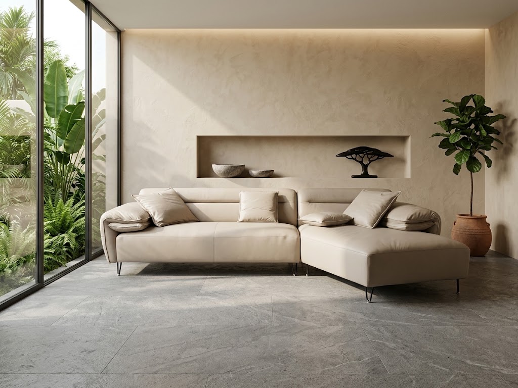 The Astral Modern Leather L-Shape Sectional ✨🛋️