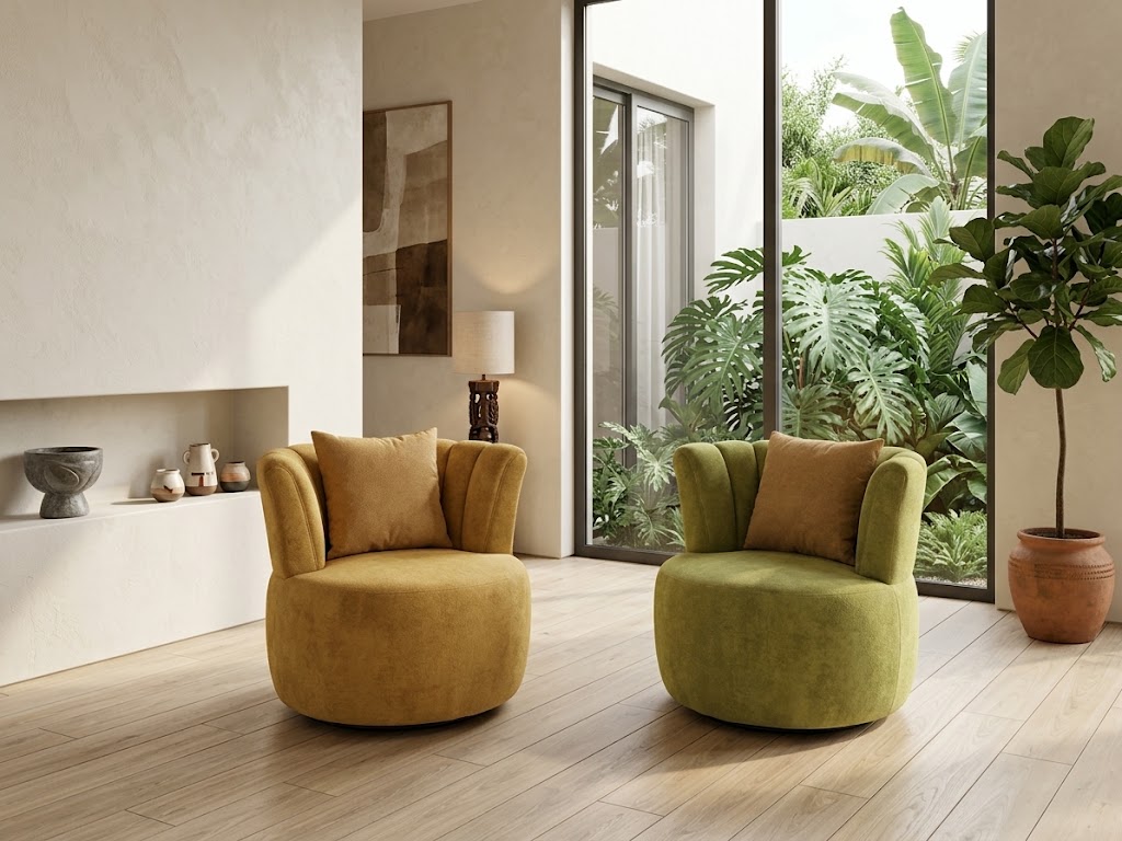 The Velvet Barrel Swivel Accent Chairs ✨🛋️